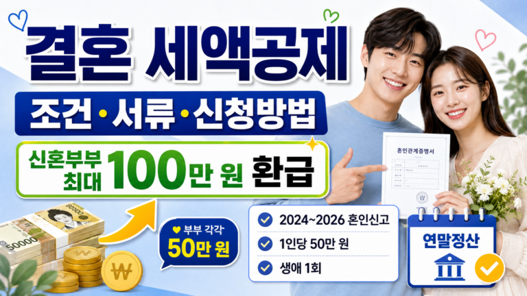 결혼 세액공제 조건 및 신청 방법: 신혼부부 최대 100만 원 환급 가이드 5 ChatGPT Image 2026년 7월 27일 오후 08 13 46