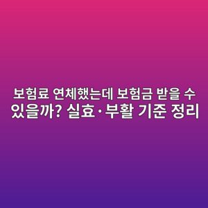 보험료 연체했는데 보험금 받을 수 있을까? 실효·부활 기준 정리 1 ebb3b4ed9798eba38c ec97b0ecb2b4ed9688eb8a94eb8db0 ebb3b4ed9798eab888 ebb09bec9d84 ec8898 ec9e88ec9d84eab98c ec8ba4ed9aa8c2b7ebb680 1792382100
